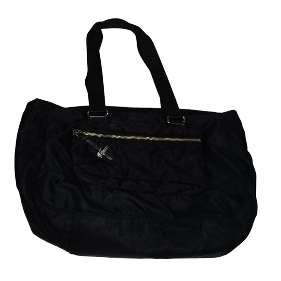 Lacoste Handbags - Lacoste Leather & Nylon Double Handle Stachel/ Duffel Tote Travel Bag Black/ Red